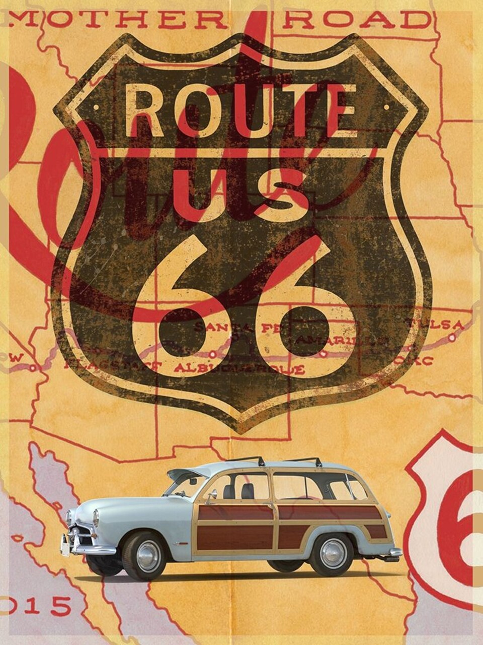 Route 66 Vintage Postcard Poster Print by Edward M. Fielding - Item # VARPDXF710D